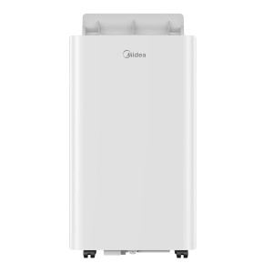 Midea Mobile Klimaanlage Silent Cool 26 Pro, weißes Klimagerät mit Rollen.