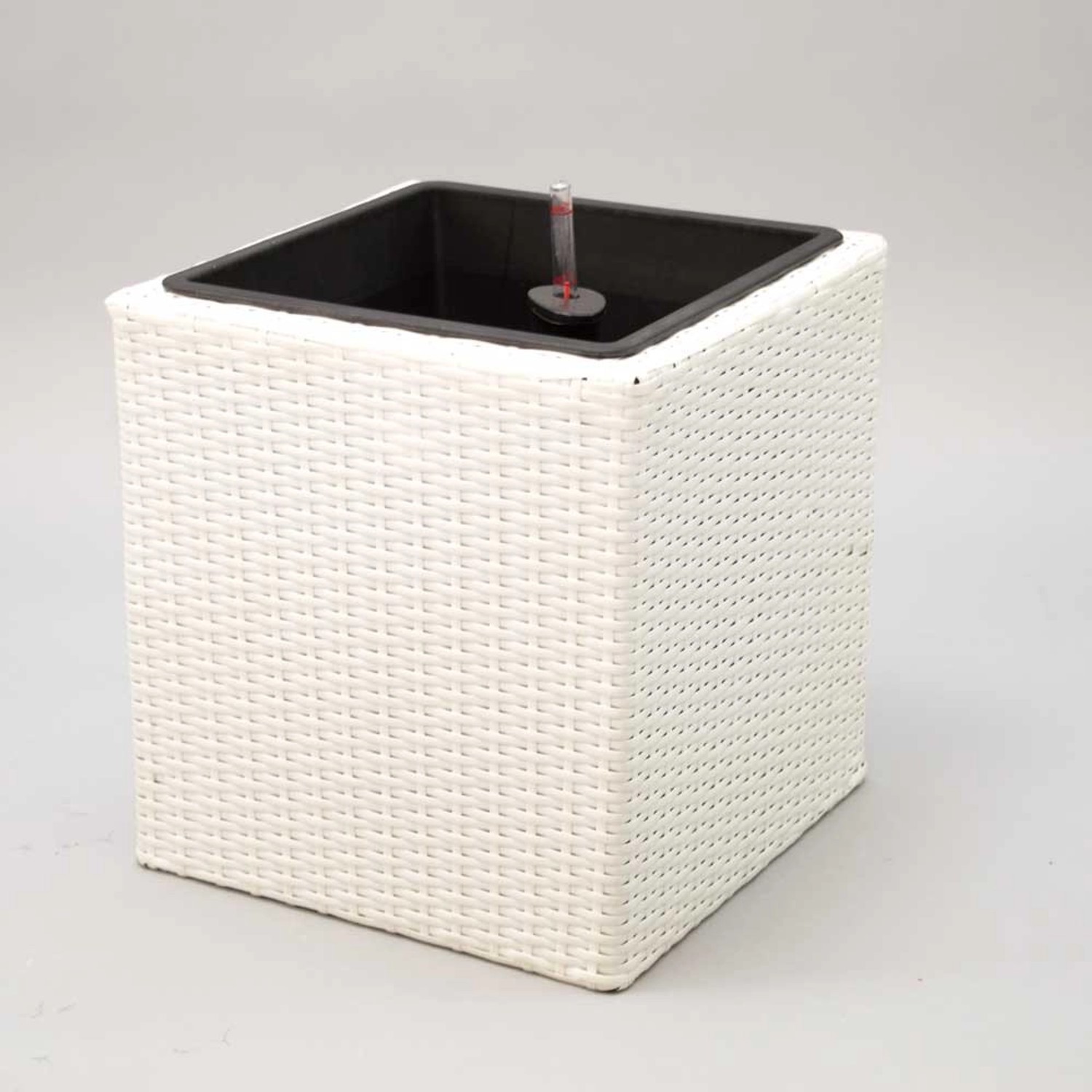 Elegant Einrichten Pflanzkübel Polyrattan Quadratisch 38x38x40cm Weiß günstig online kaufen