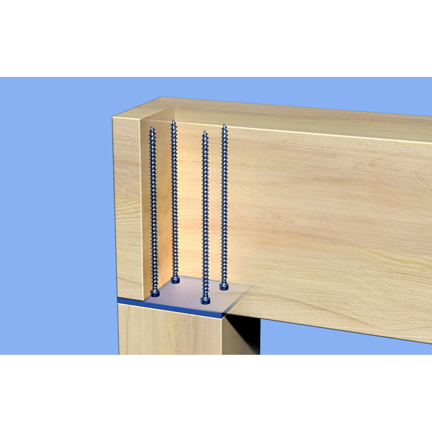 Holzkonstruktion verbunden mit Fischer PowerFull II Holzschrauben, 6x140mm.