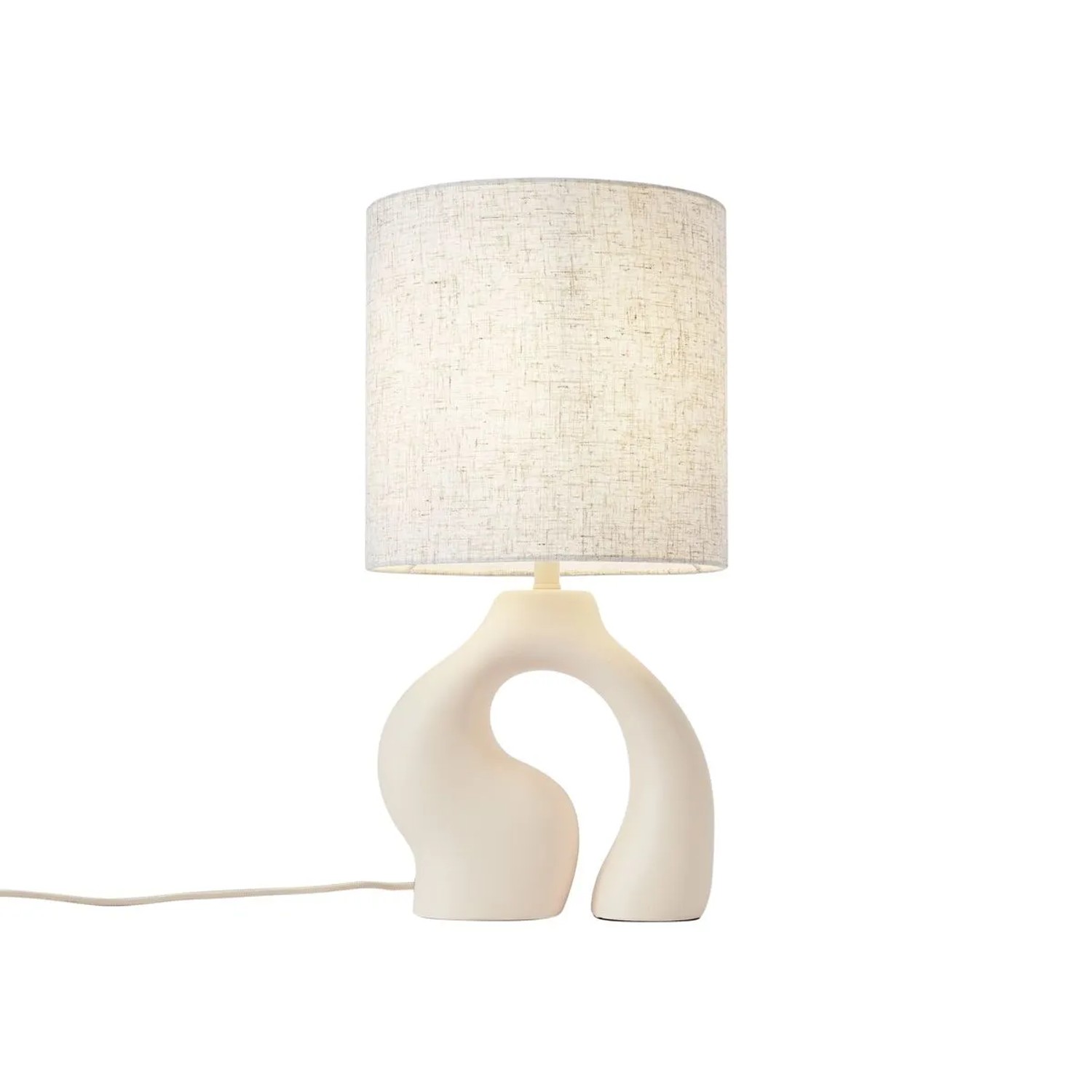 QAZQA Japandi-Tischleuchte Beige mit Leinenschirm Dahlia