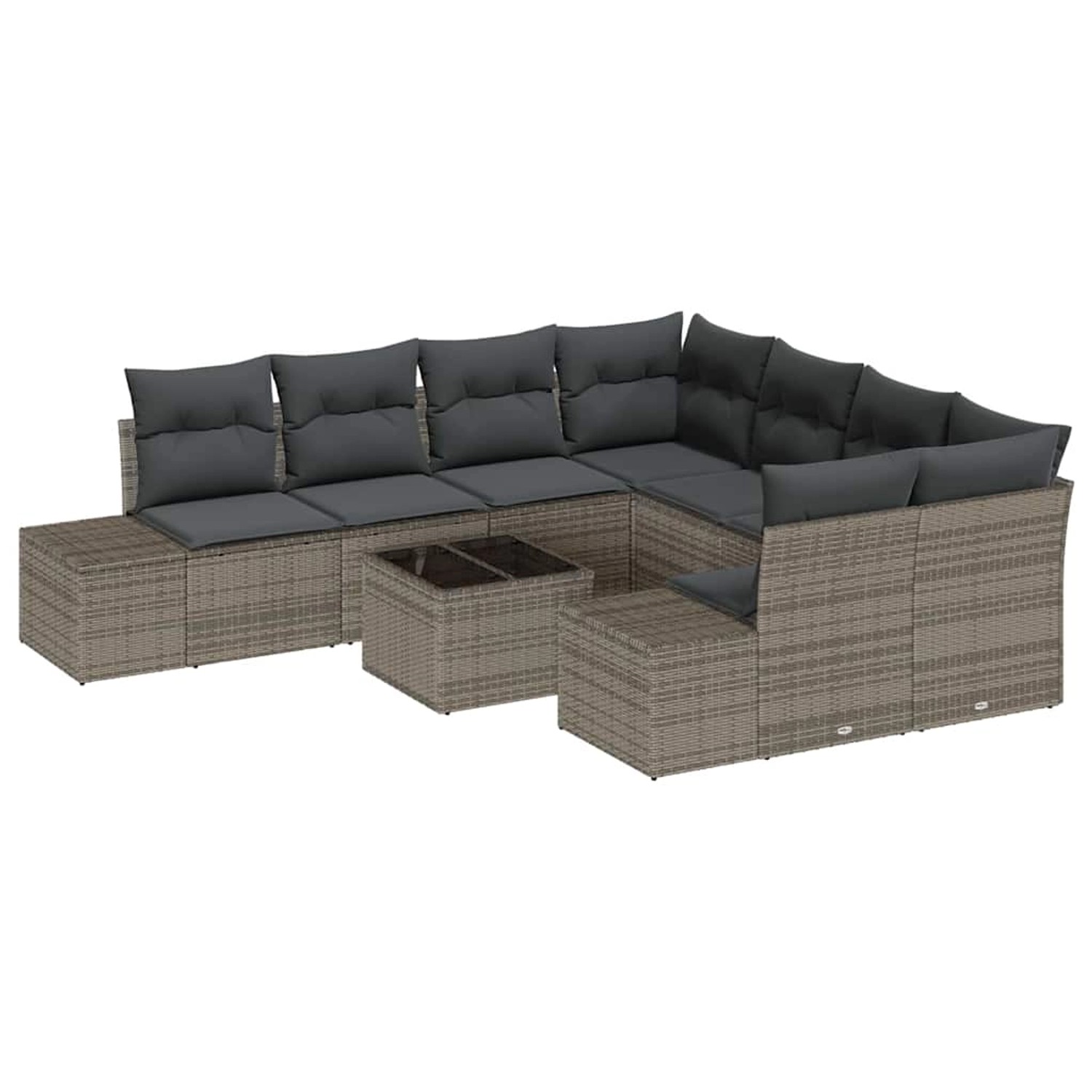 vidaXL Garten-Sofa-Set 9-Tlg Grau Poly Rattan 3346999 günstig online kaufen