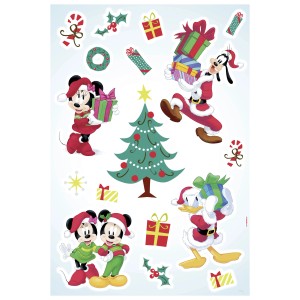 Komar Deko-Sticker Mickey Christmas Presents mit Mickey Mouse, Donald Duck und Goofy als Weihnachtsmann.