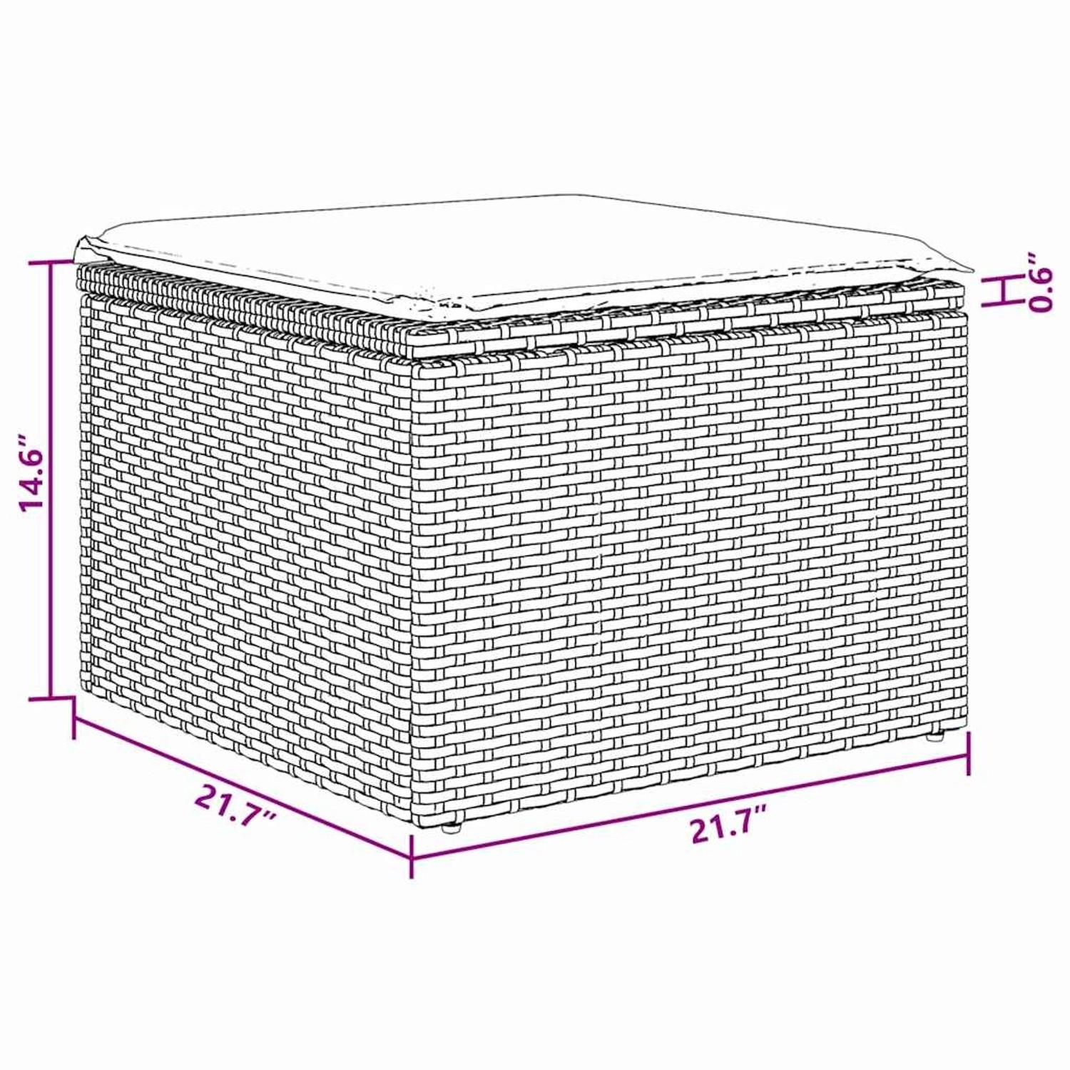 vidaXL Gartenmöbel: Schwarzer Poly Rattan Hocker mit Kissen, Teil eines modularen Sofa-Sets.