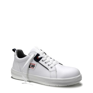 Weißer Elten Sicherheitshalbschuh Ghost Low ESD S3, Größe 44, aus hydrophobierter Mikrofaser mit Stahlkappe.