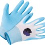 LUX Gartenhandschuhe Gr. 8, blaue Latexbeschichtung, Blumendruck. Ideal für Gartenarbeit.