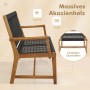 Costway 2er Set Gartenstühle aus Akazienholz mit Seilgeflecht, stabil und wetterfest.