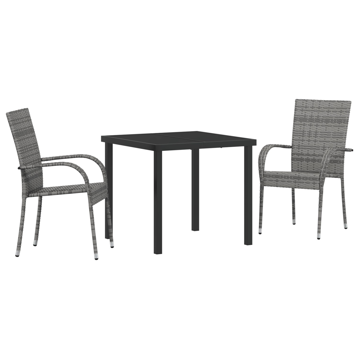vidaXL Garten Essgruppe 3-Tlg Grau Poly Rattan 3379408 günstig online kaufen