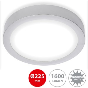 Briloner LED Deckenleuchte, chrom matt, neutralweiß, runde Form. Moderne Wandlampe für Innenräume.