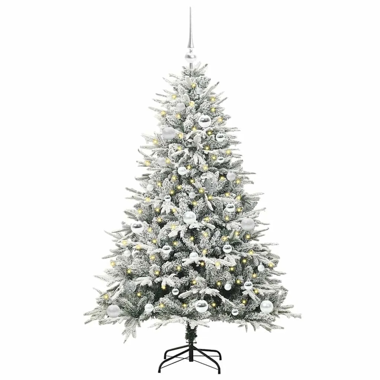 vidaXL Künstlicher Vorbeleuchteter Weihnachtsbaum mit Kugelset Grün 3395389