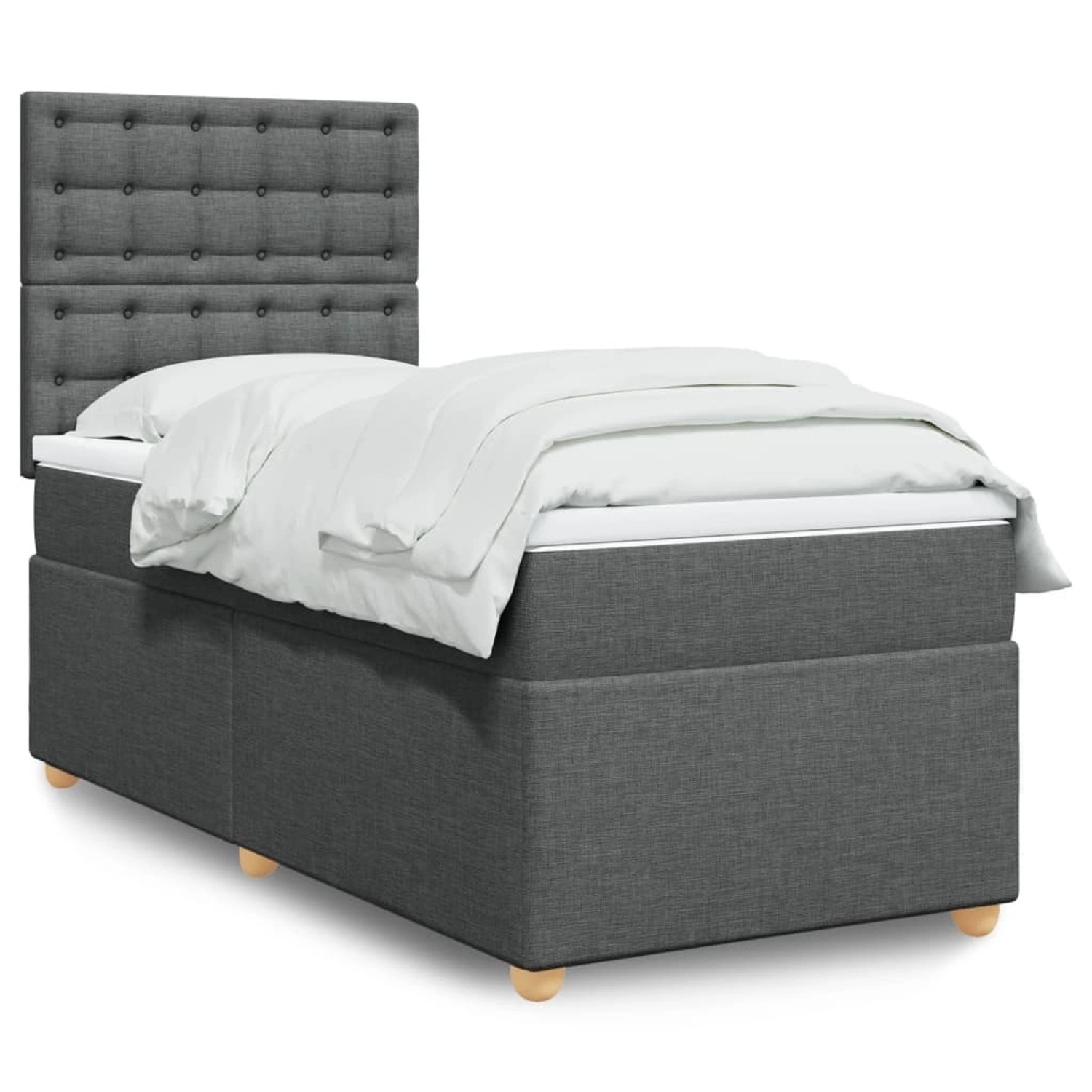 vidaXL Boxspringbett mit Matratze Dunkelgrau 90x190 cm Stoff 3293450 günstig online kaufen