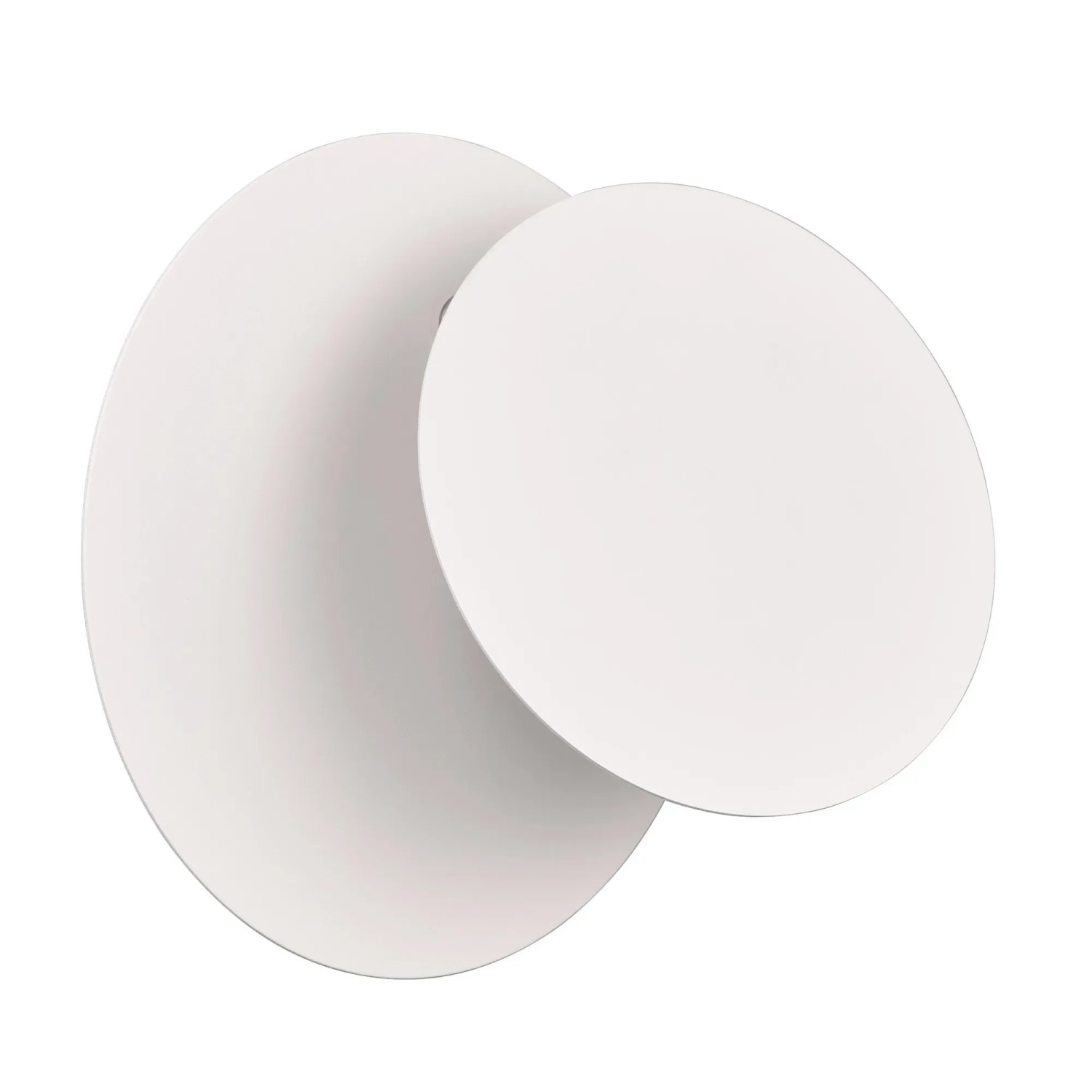 Weiße, runde Trio LED-Wandlampe Mio mit indirekter Beleuchtung für ein modernes Ambiente.