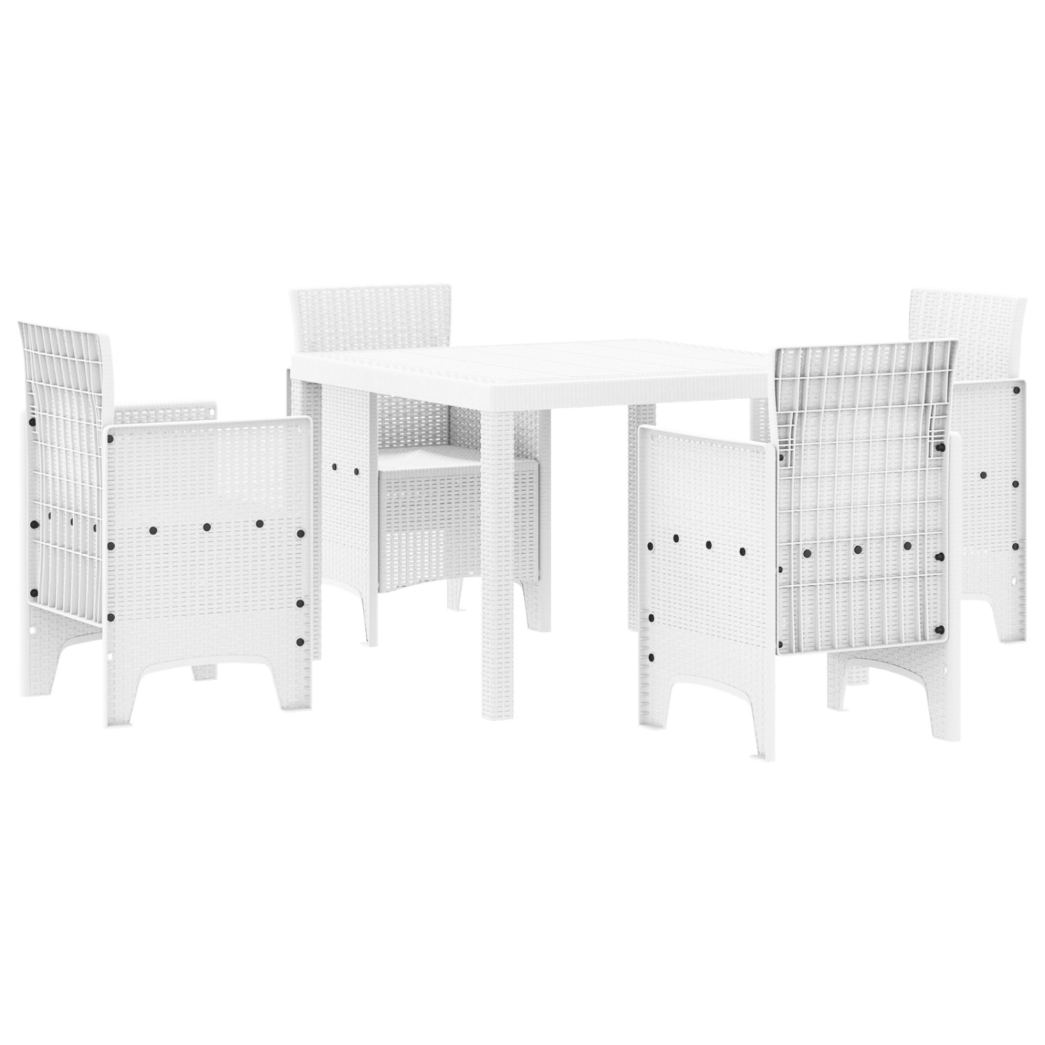 vidaXL 5-tlg Garten-Essgruppe Weiß Poly Rattan 3378542 günstig online kaufen