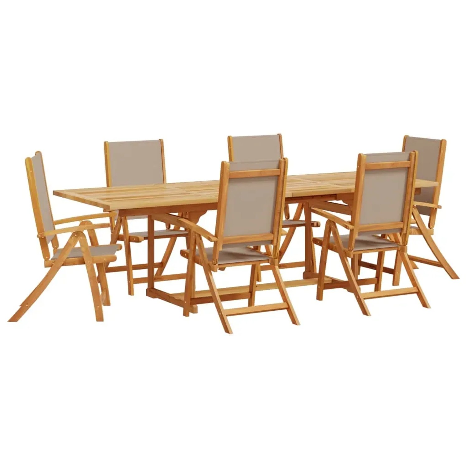 vidaXL 7-Tlg Garten-Essgruppe Massivholz Akazie und Textilene 3279320