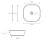 Technische Zeichnung: ECD Germany Waschbecken, 405x405x140 mm, Keramik, mit Ablaufgarnitur, ohne Überlauf.