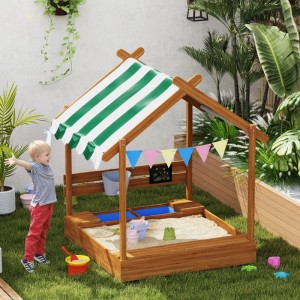 Outsunny Sandkasten Tannenholz 124 x 116 x 146cm Orange