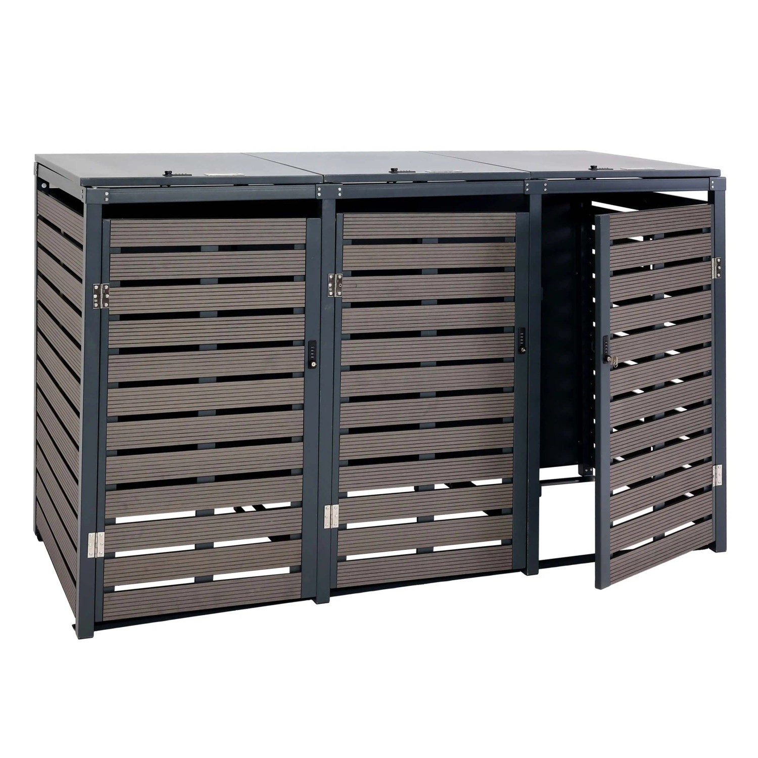 MCW 3er-Mülltonnenverkleidung K14 3x120l Anthrazit 119x205x84cm