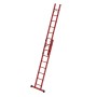 Zweiteilige PROREGAL Sprossen-Schiebeleiter aus GFK mit Traverse, 2x8 Sprossen.