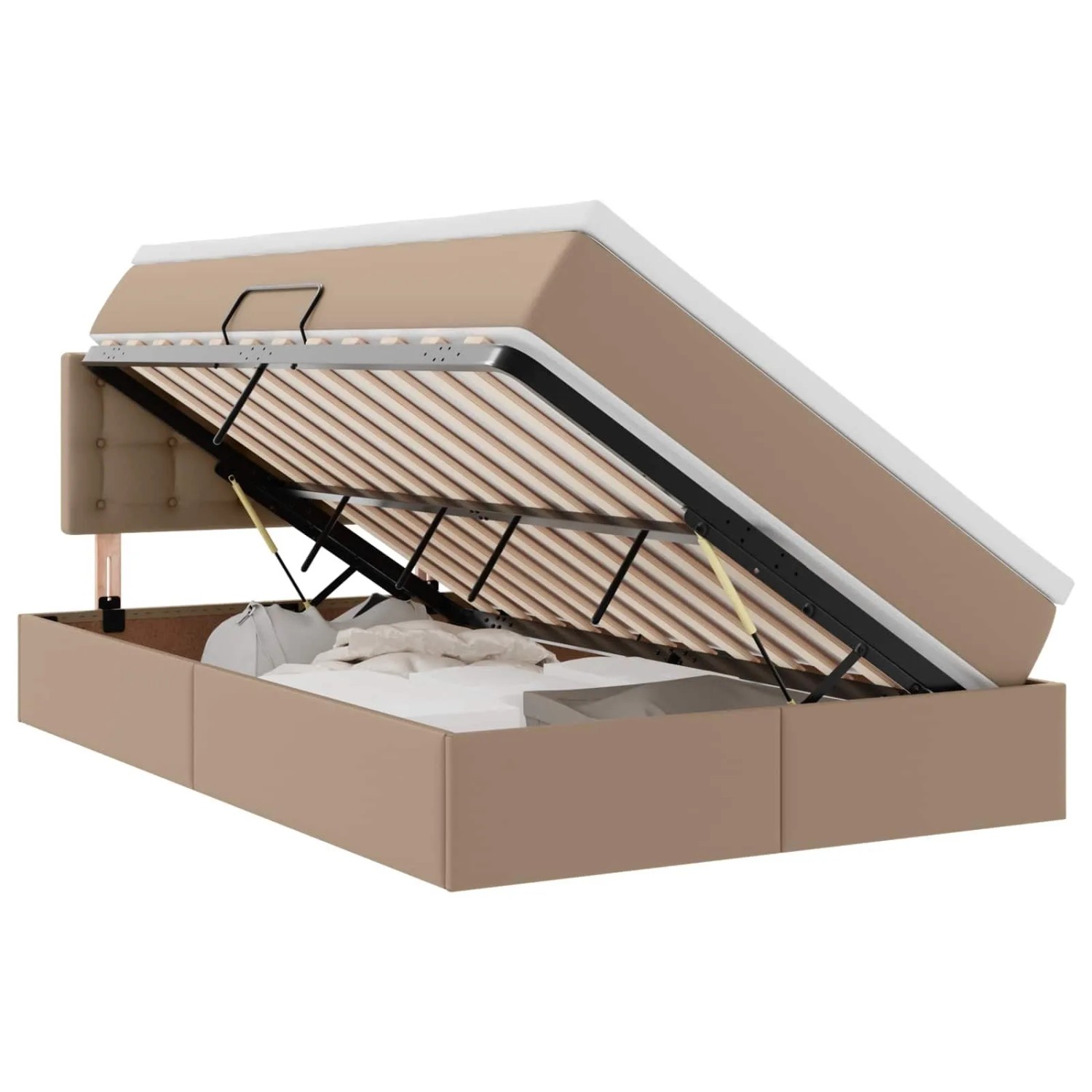 vidaXL Bett mit Stauraum und LED Cappuccino 120 x 190 cm Kunstleder 3371024