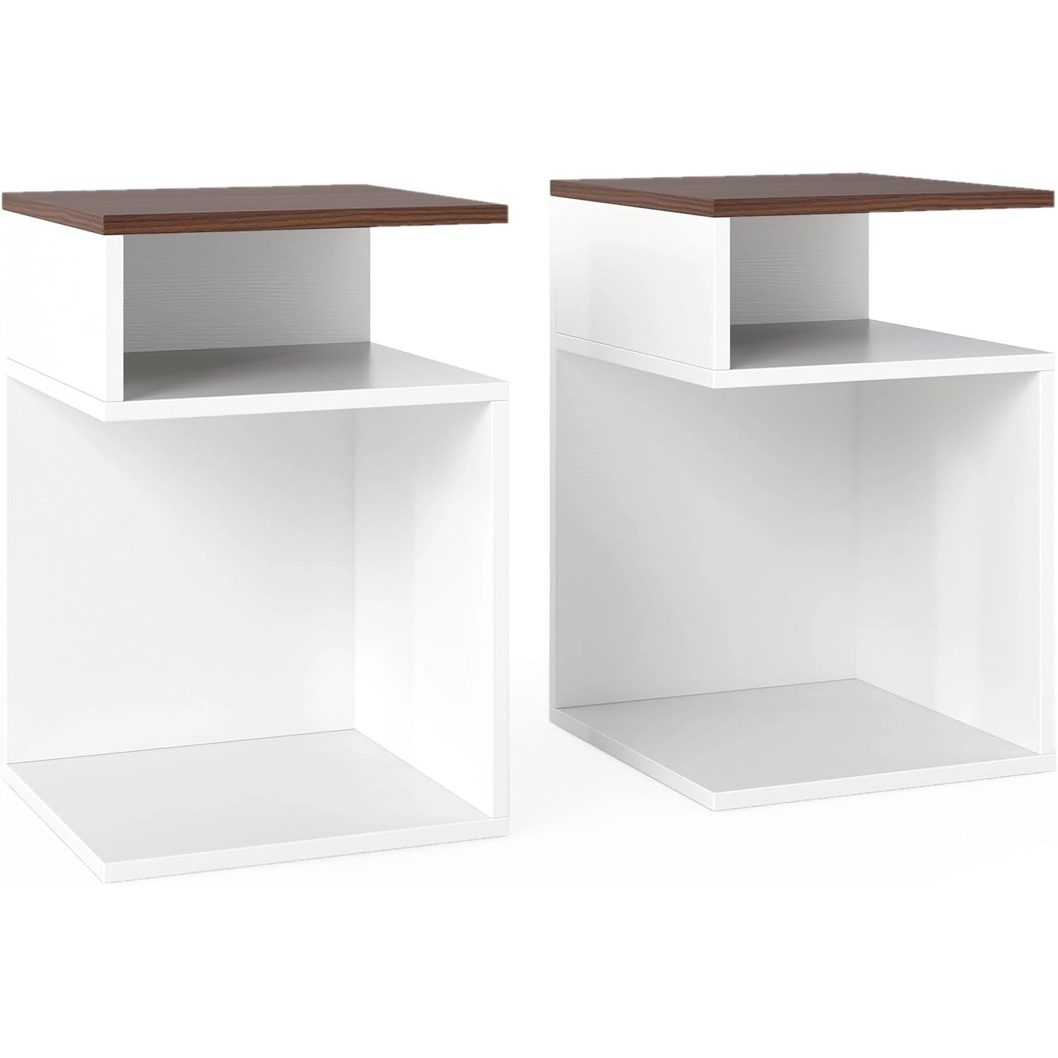 Costway Beistelltisch Holz 2er Set 3 Ebenen Sofatisch Nachttisch günstig online kaufen