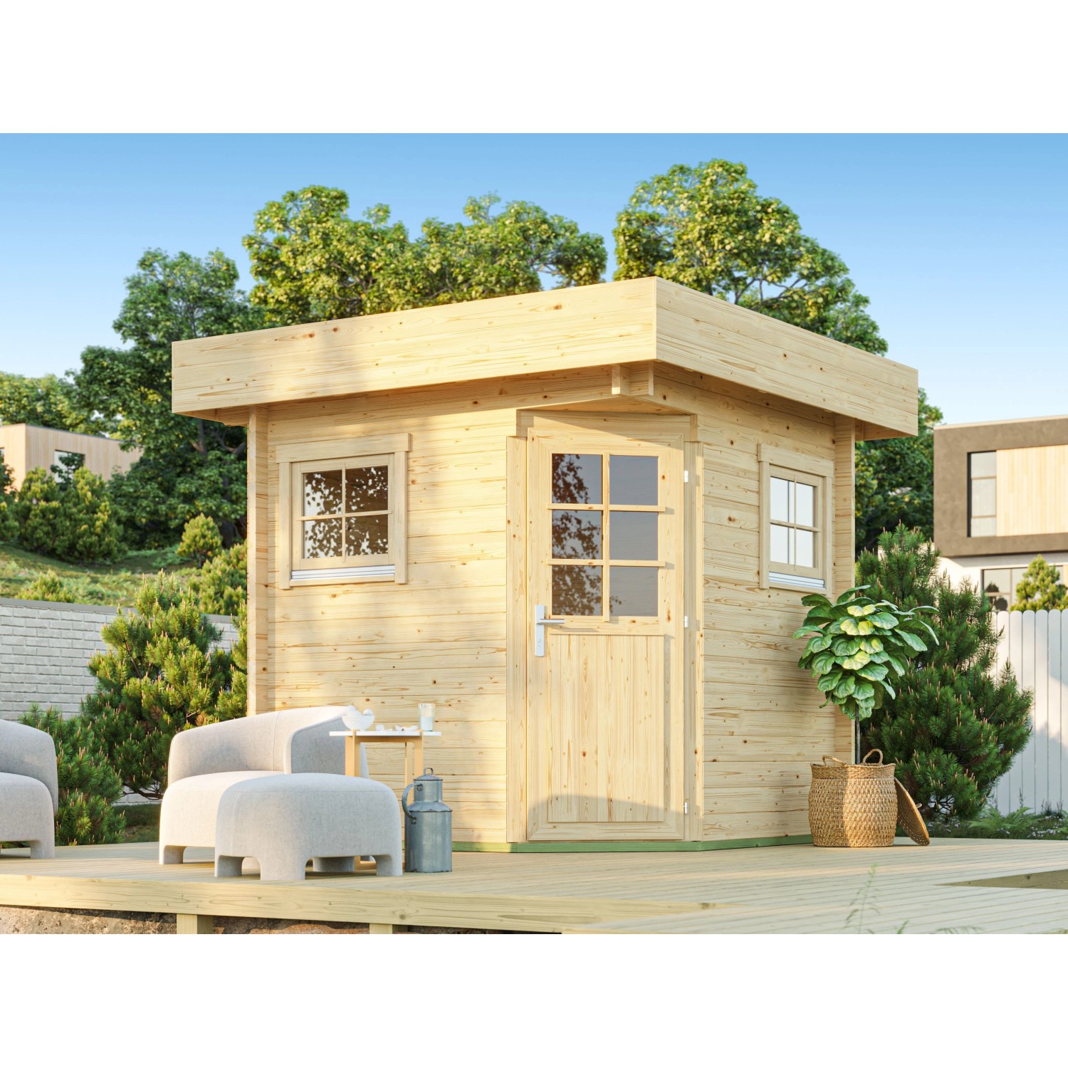 Fjordholz 5-Eck Saunahaus Modell Mari 44 B Naturbelassen günstig online kaufen