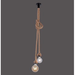 Just Light Pendelleuchte Rope, 2-flammig, schwarz. Maritime Hängelampe mit Seil und zwei Leuchtmitteln.