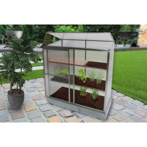 Floraworld Wasserspeichermatte im Gewächshaus mit Bepflanzung, Zubehör für Pflanztöpfe.