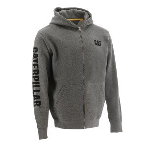Cat Zip Hoodie Banner in Dunkelgrau, Größe M. Arbeitskleidung mit Kapuze, Reißverschluss und Logo.