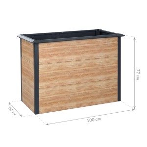 Westmann Metall-Hochbeet Primus-Multi M in Holzoptik/Anthrazit, 100x50x77 cm.