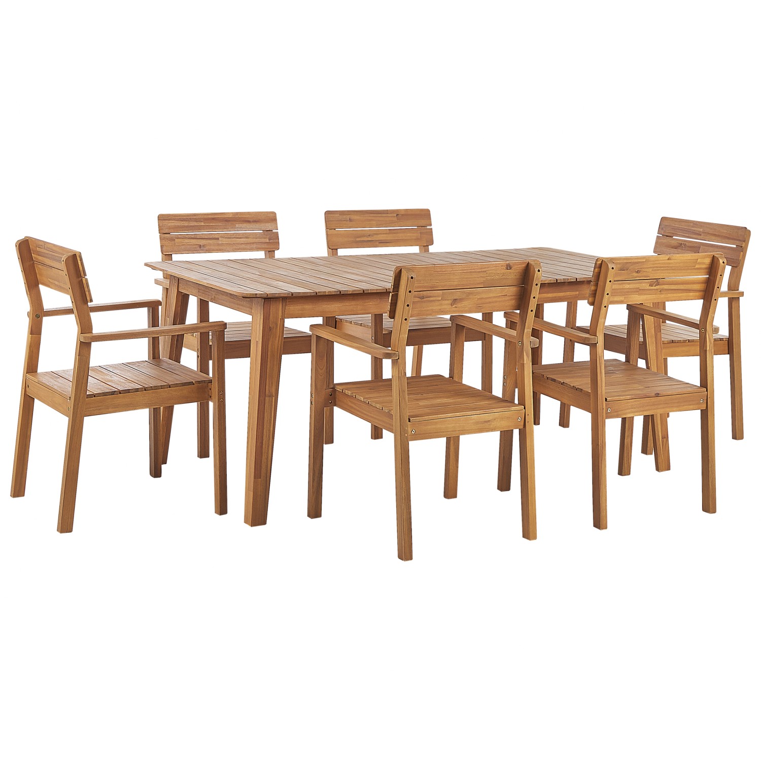 Beliani Gartenset für 6 Personen FORNELLI Heller Holzfarbton 90x180x88