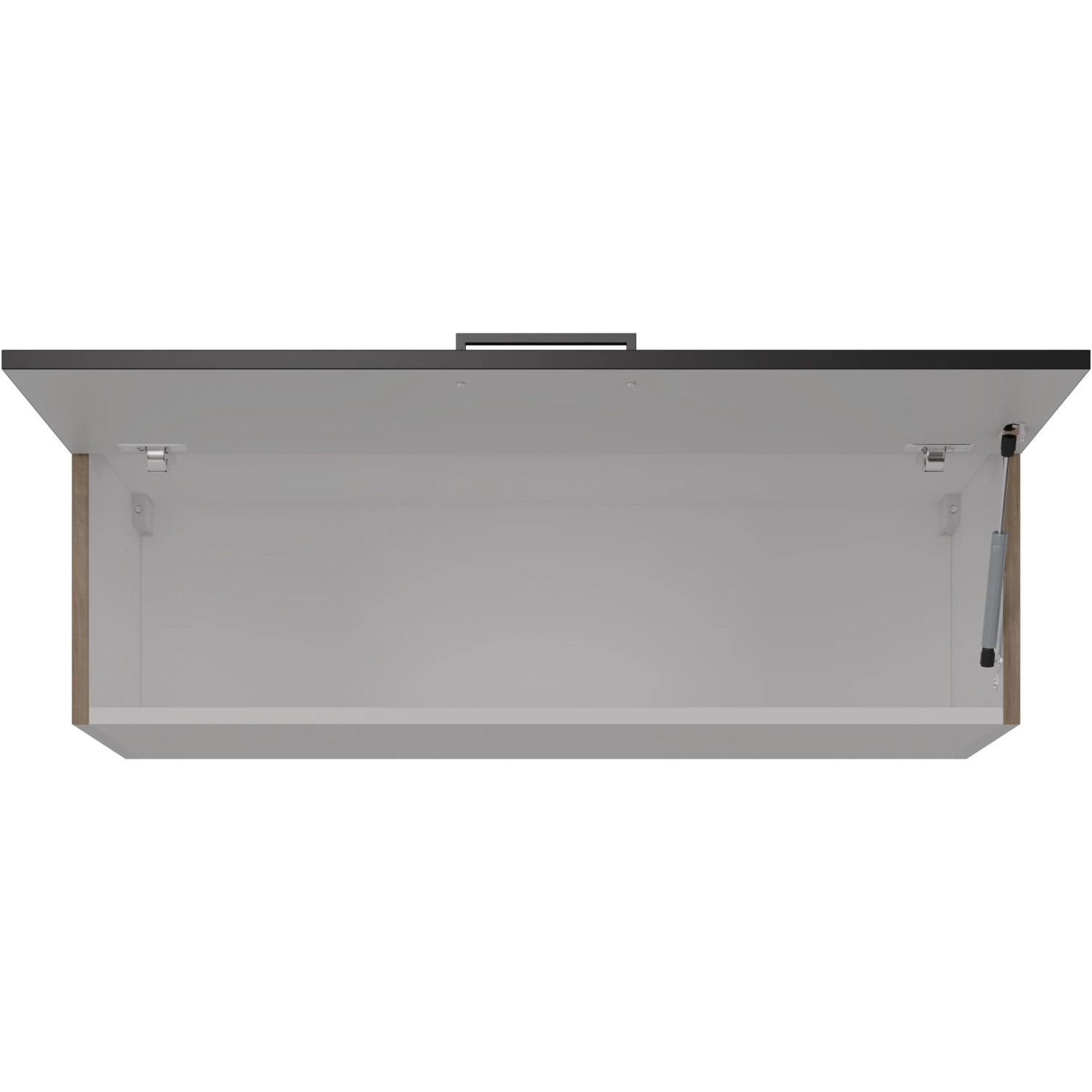 Flex-Well Kurz-Oberschrank Capri, 100cm, offen, schwarz matt/Eiche Dekor. Küchen-Hängeschrank mit Klappe.