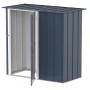 DURAMAX Metall-Gerätehaus Easy 1,5x0,6m in Anthrazit mit geöffneter Tür.