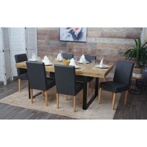 CHEFGASTRO Esszimmerstuhl 6er-Set Klassisch & Zeitlos 90x43x56cm Sitzhöhe 45cm Kunstleder Helle Beine Grau Matt