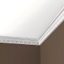 Weiße PROFHOME Eckleisten als Stuckelemente an Decke und Wand, 42 m Set.