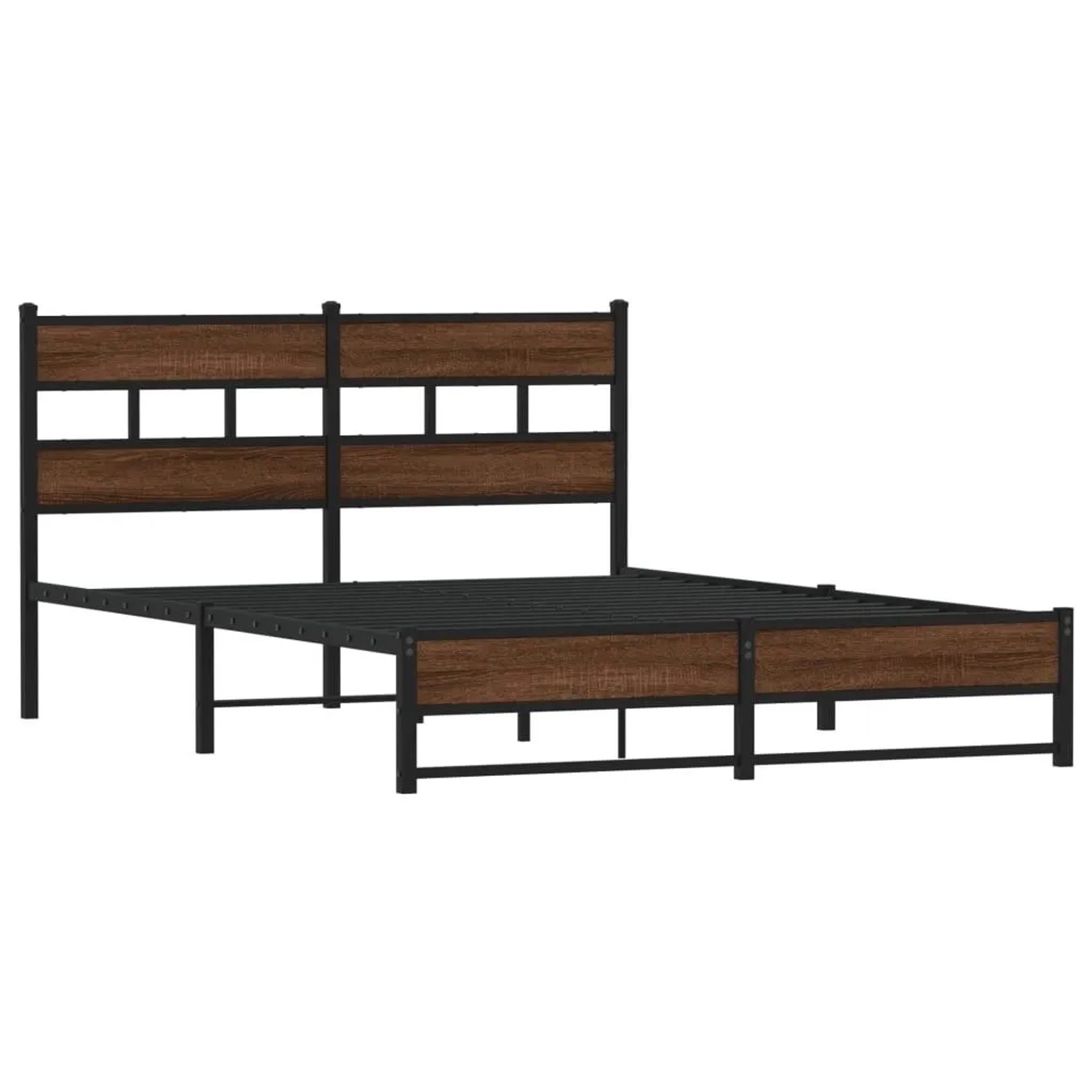 vidaXL Metallbett ohne Matratze Eichen-Optik 135x190 cm 4017325