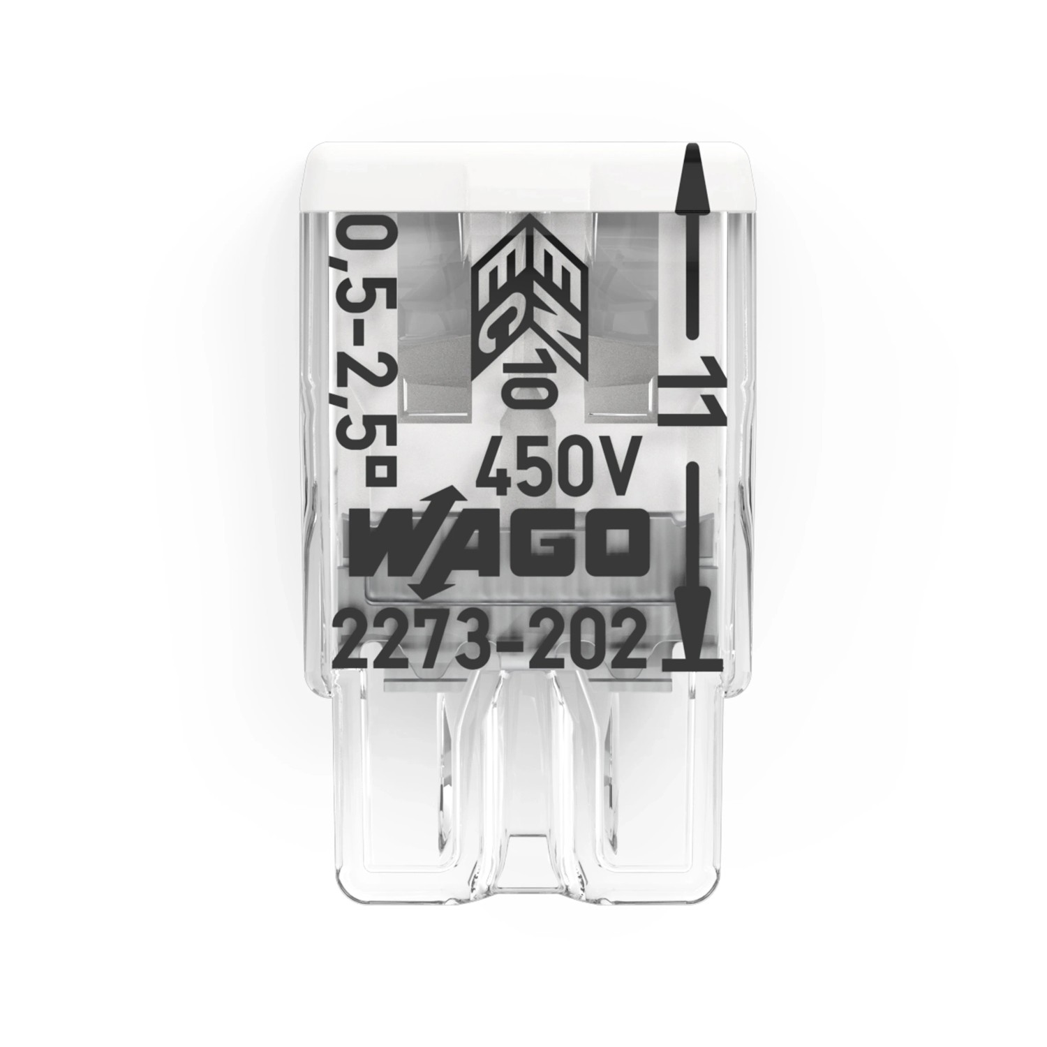 Wago Verbindungsdosenklemme, 2-polig, transparent-weiß, für Leiter von 0,5-2,5 mm².