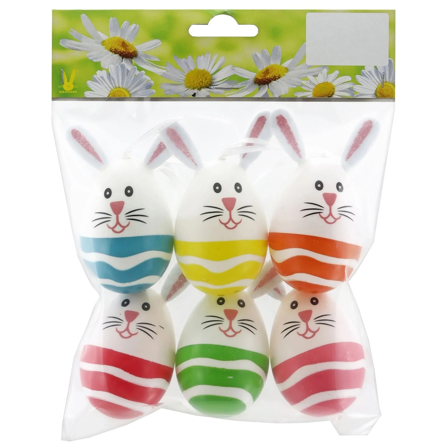 Osterdeko Eier mit Osterhase aus Kunststoff Bunt 6 Stück