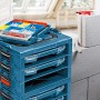 Bosch Professional i-Boxx Shelf Aufbewahrungssystem mit Deckel, blau, für Werkzeug und Kleinteile.