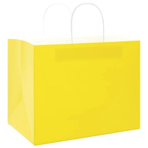 vidaXL Papiertragetaschen 250 Stk mit Henkeln Gelb 32x22x24 cm 4101791