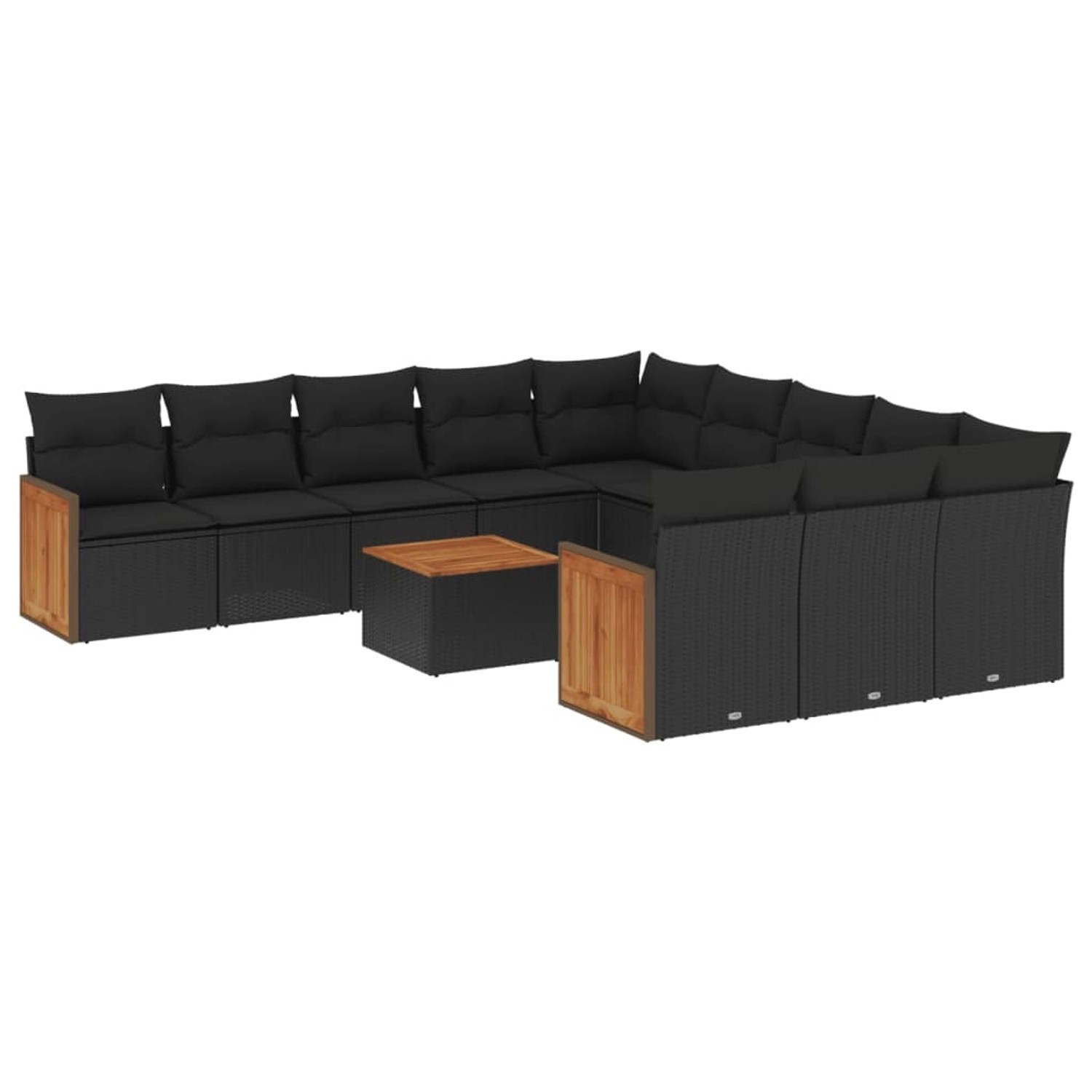 vidaXL 12-Tlg Garten-Sofagarnitur mit Kissen Schwarz Poly Rattan 3228113 günstig online kaufen