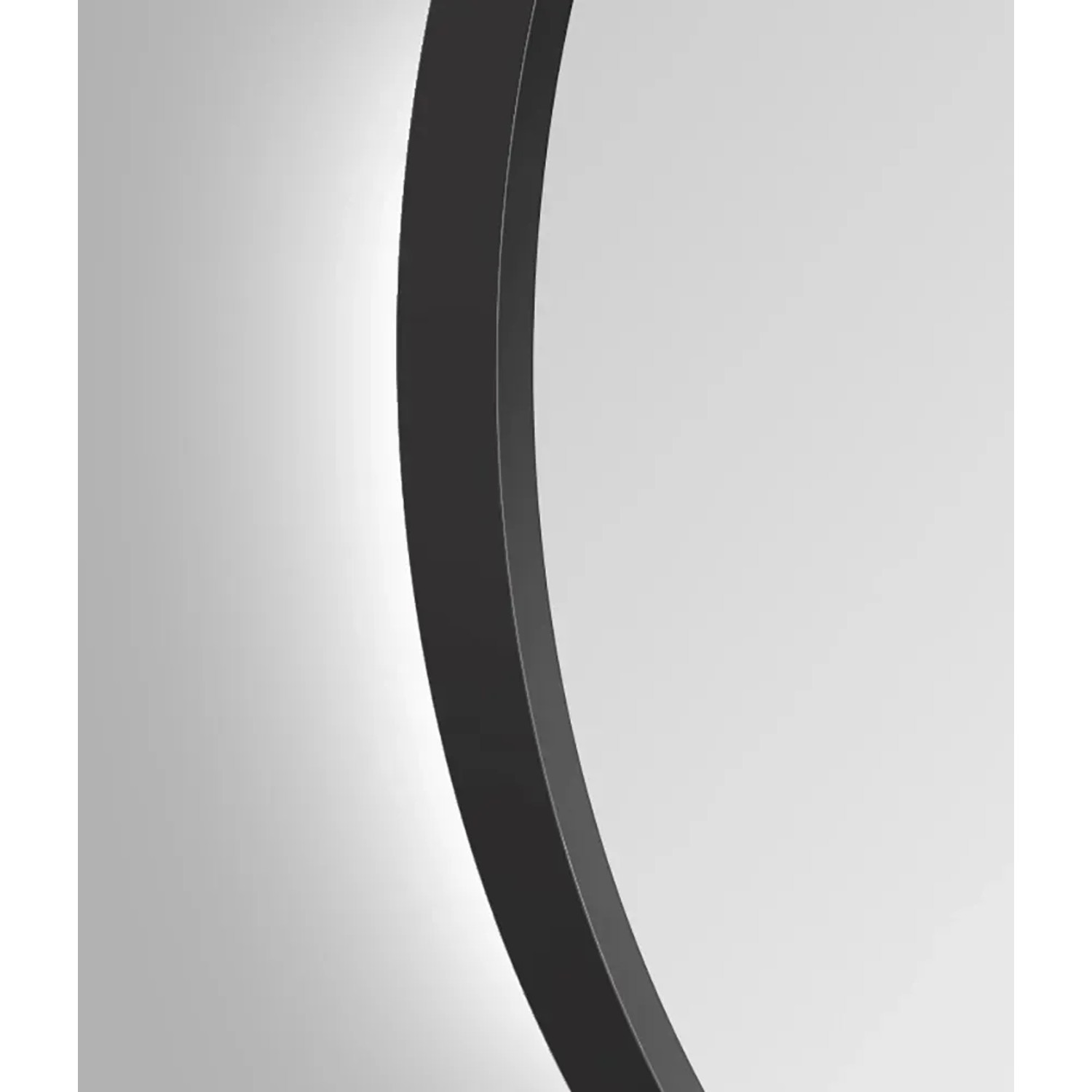 Runder LED-Lichtspiegel Silver Barbier, Ø 80 cm, mit schwarzem Rahmen.