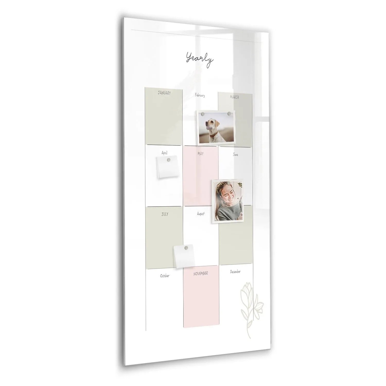 Tulup Beschreibbare Glasmagnettafel Jahresplaner 60x120 cm Magnettafel Büro Glas Schwarzer Marker Glassboard Magnetisch