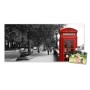 Magnettafel mit London-Motiv: Rote Telefonzelle, 78x37cm. Inkl. Magnete, ideal als Wanddekoration.