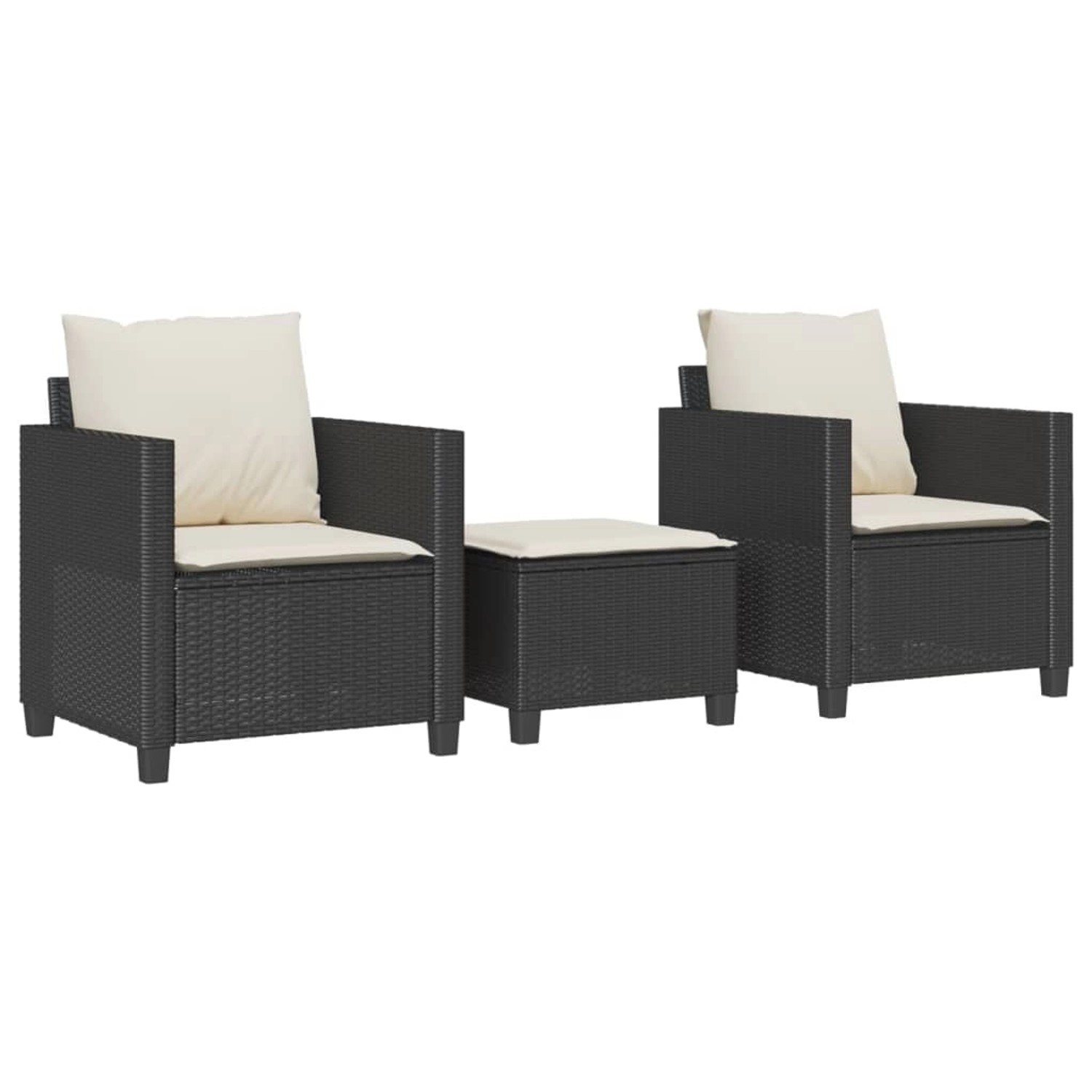Thumbnail - vidaXL 3-tlg Bistro-Set mit Kissen Schwarz Poly Rattan Modell 29