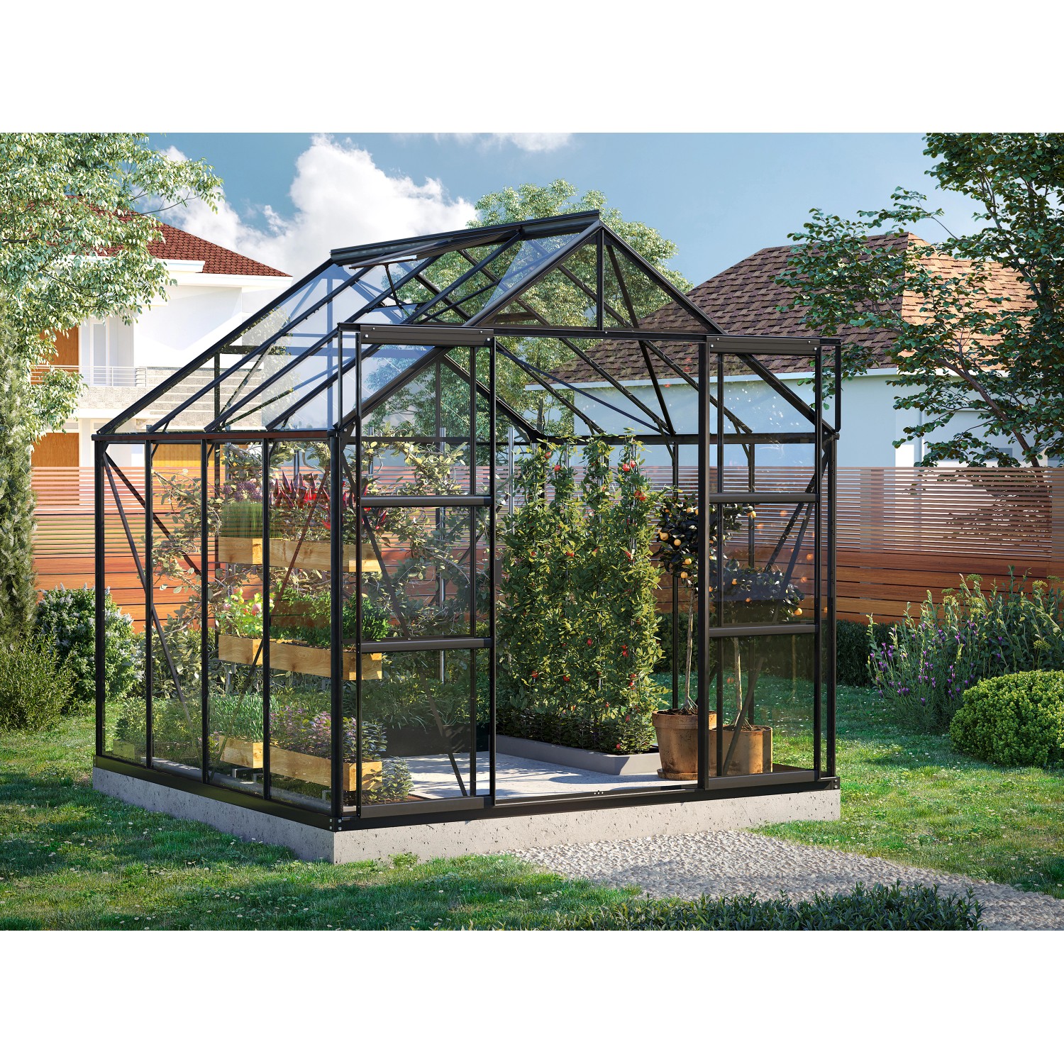 Vitavia Gewächshaus Uranus 6700 ESG 3 mm Schwarz B 257 cm x T 258 cm günstig online kaufen