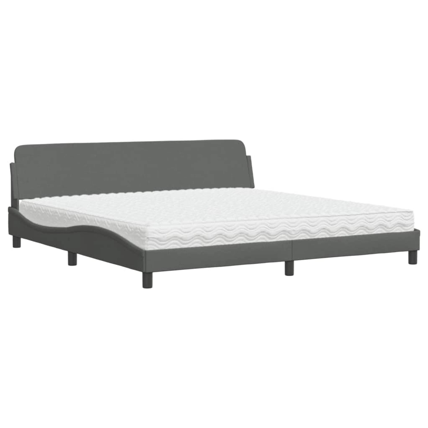 vidaXL Bett mit Matratze Dover Dunkelgrau 200x200 cm Stoff 3208465