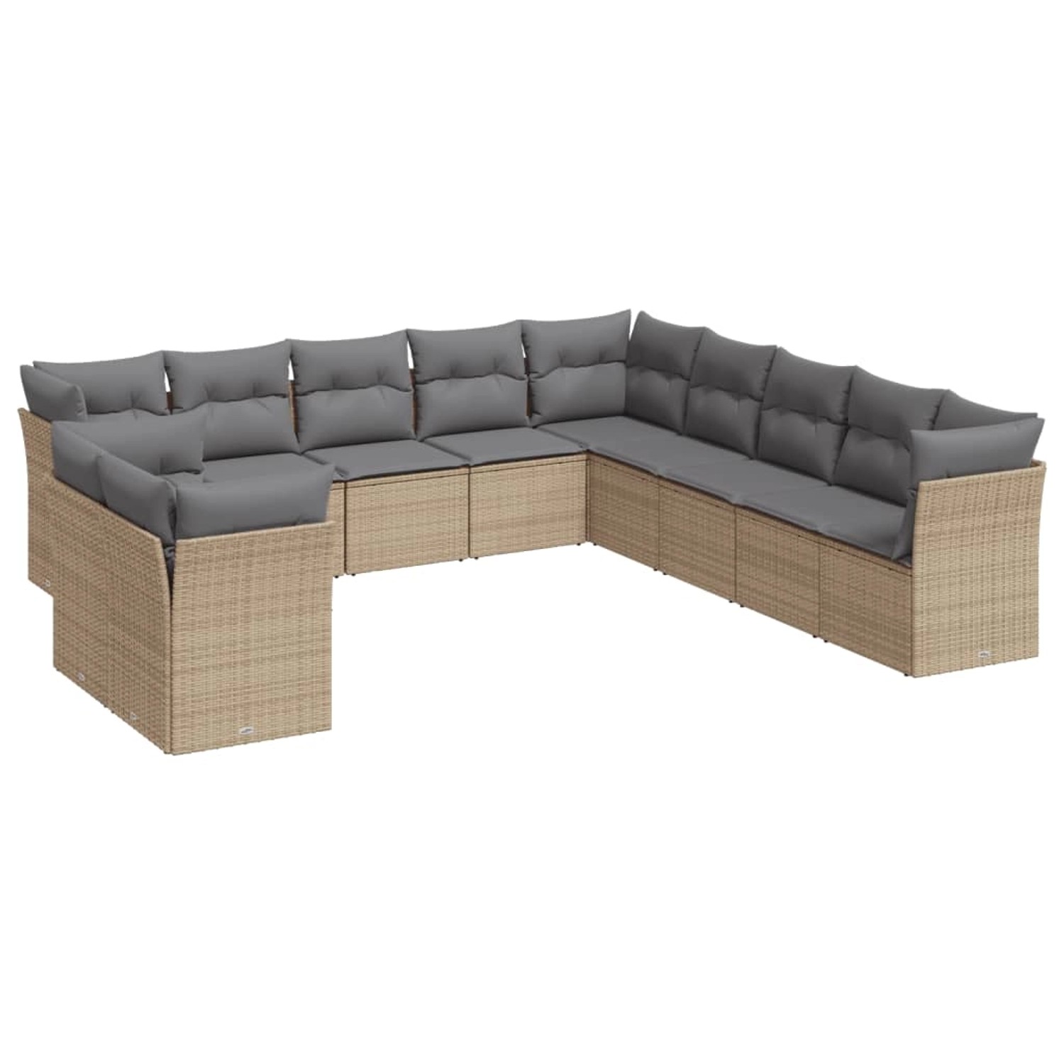 vidaXL 11-tlg Garten-Sofagarnitur mit Kissen Beige Poly Rattan Modell 21 günstig online kaufen