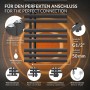 LuxeBath Badheizkörper Iron, anthrazit, mit Details zu Anschlüssen und Entlüftung.