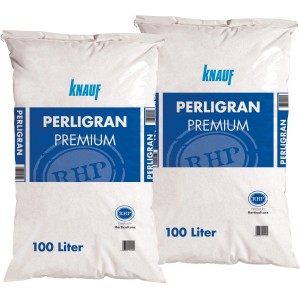 Zwei Säcke Knauf Perlite Perligran Premium, je 100 l, für verbesserte Drainage und Wurzelbildung.