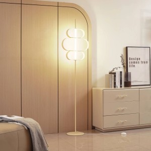 Moderne, dimmbare Lucande LED Stehlampe Audrina in Creme, 180cm hoch, für Wohnzimmer.