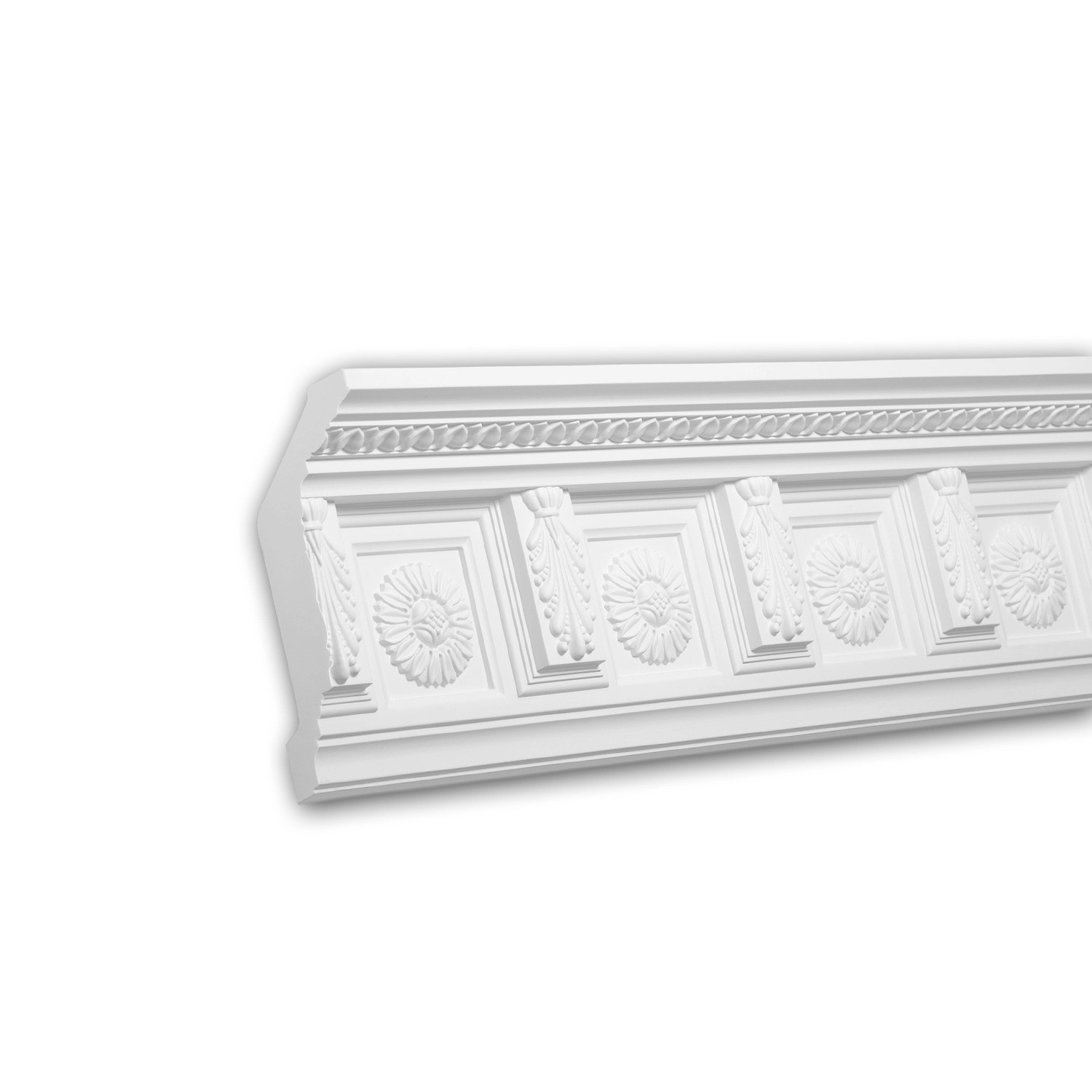 PROFHOME 150281 Eckleiste aus Polyurethan Deckenleiste Stuckleiste 2 m 200 cm x 11,2 cm x 20,5 cm Weiß